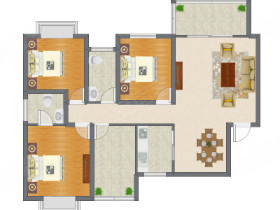 3室2厅 124.69平米