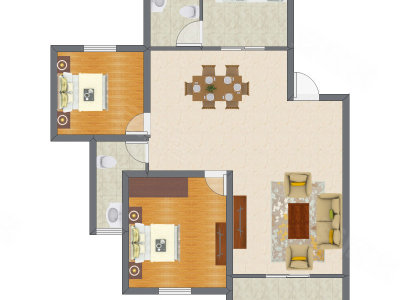 2室2厅 88.55平米