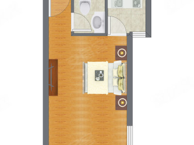 1室0厅 28.60平米户型图