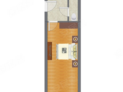 1室0厅 38.23平米户型图
