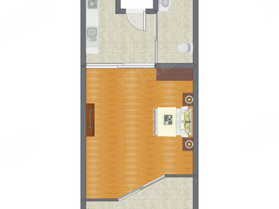 1室0厅 50.95平米