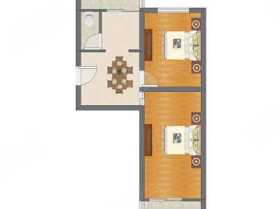 2室1厅 64.03平米