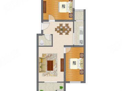 2室2厅 86.83平米户型图