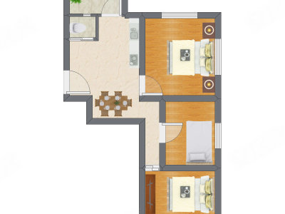 3室1厅 52.60平米