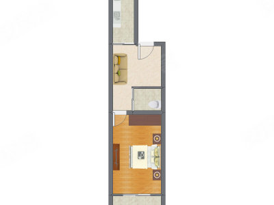 1室1厅 42.40平米户型图
