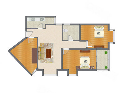 2室1厅 113.45平米户型图