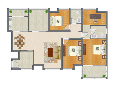 4室2厅 123.50平米