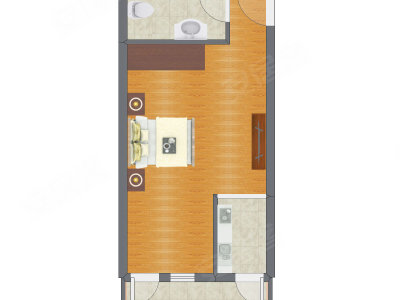 1室0厅 42.40平米户型图