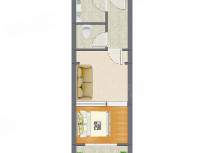 1室1厅 39.23平米户型图