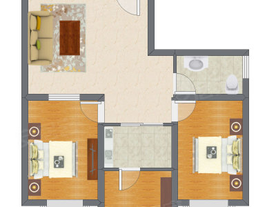 2室1厅 70.68平米户型图