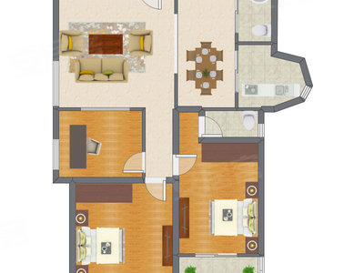 2室2厅 83.80平米户型图