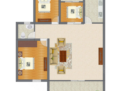 3室1厅 91.78平米