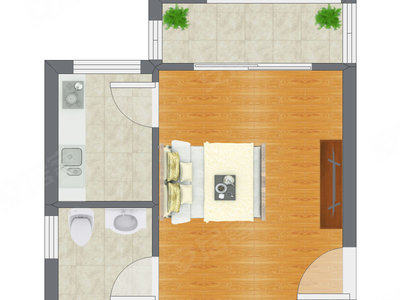 1室0厅 41.48平米户型图