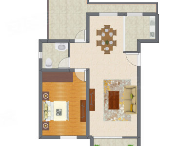 1室1厅 78.55平米户型图