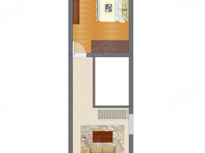 1室2厅 32.76平米户型图