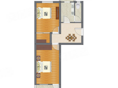 2室1厅 72.36平米户型图