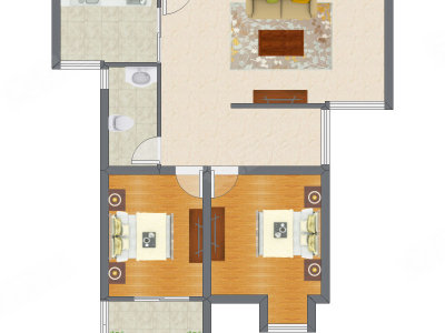 2室1厅 89.64平米