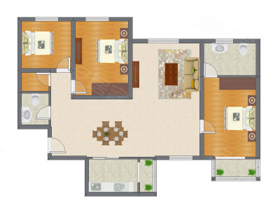 3室2厅 165.85平米户型图