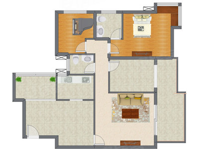 2室1厅 95.70平米户型图