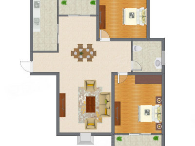 2室2厅 100.58平米户型图