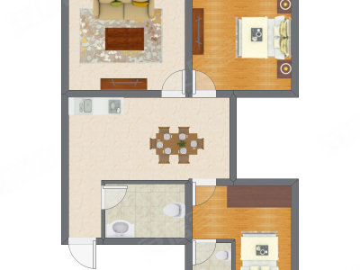 2室1厅 121.50平米