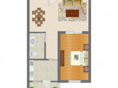 1室2厅 72.60平米户型图