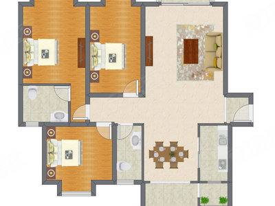 3室2厅 144.57平米