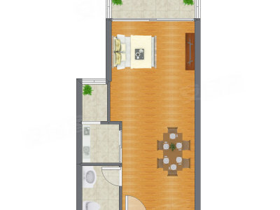 1室0厅 58.39平米