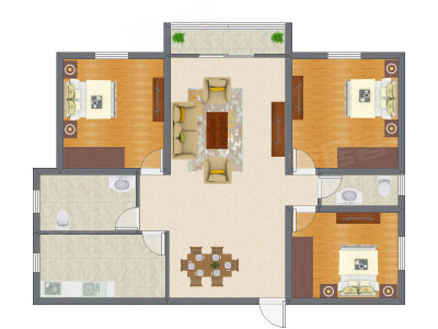 3室2厅 116.90平米