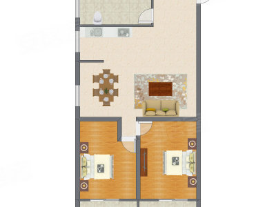 2室2厅 110.64平米户型图