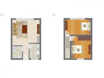 1室1厅 25.95平米户型图