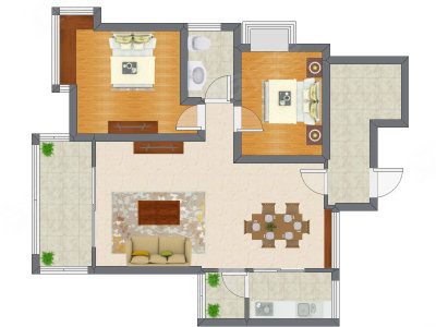 2室2厅 80.98平米