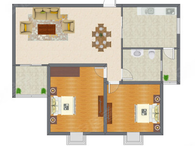 2室2厅 100.00平米户型图