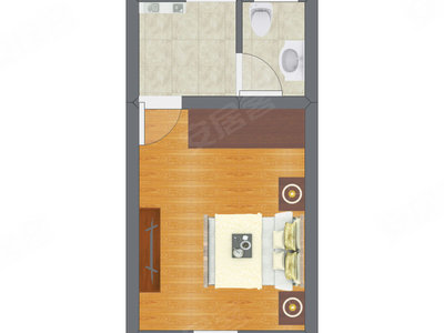 1室0厅 32.69平米户型图