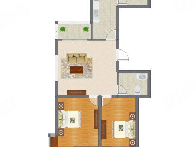 2室1厅 90.14平米