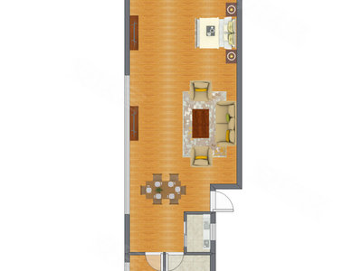 1室1厅 83.50平米户型图