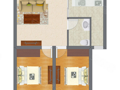 2室1厅 39.63平米