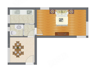 1室1厅 56.04平米户型图