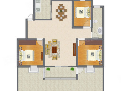 3室2厅 103.20平米户型图