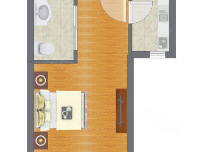 1室0厅 38.35平米户型图