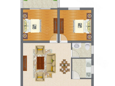 2室2厅 59.00平米户型图