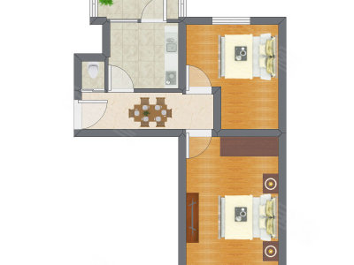 2室1厅 49.58平米