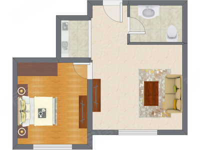 1室1厅 41.11平米户型图