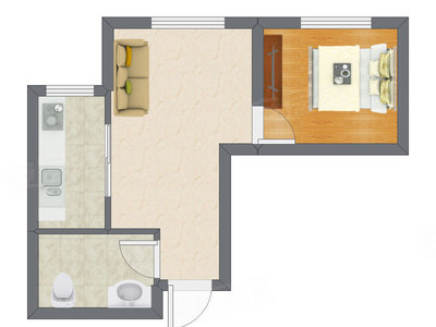 1室1厅 41.00平米户型图
