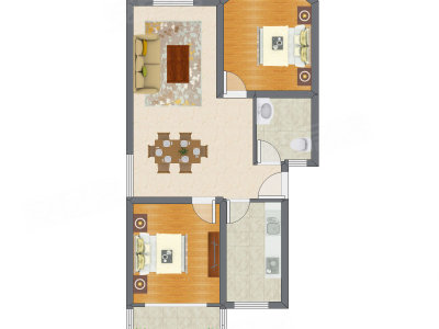 2室2厅 130.50平米户型图