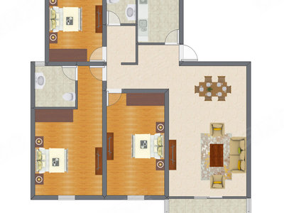 3室2厅 121.76平米