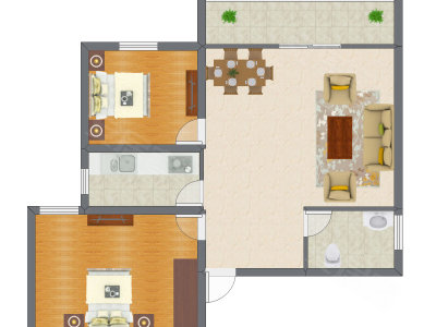 2室2厅 90.15平米
