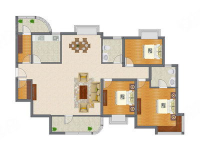 3室2厅 150.49平米户型图