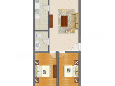 2室1厅 82.92平米户型图
