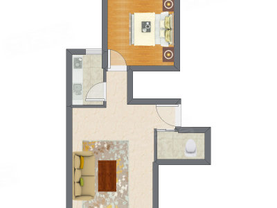 1室1厅 59.72平米户型图